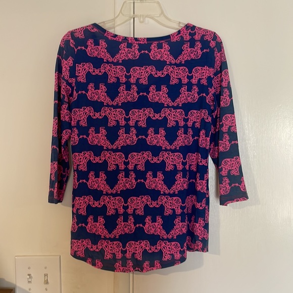 Lilly Pulitzer Elephant Print 3/4 sleeve shirt Size Small - Picture 5 of 7